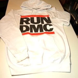Run DMC XS Heavy white hoodie w/ deep front pockets